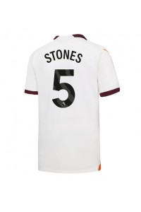 Manchester City John Stones #5 Jalkapallovaatteet Vieraspaita 2023-24 Lyhythihainen